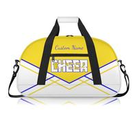 Personalised Cheerleading Duffel Bag for Girls | Custom Name Waterproof Sports Bag for Cheer, Gym & Travel | Cheerleader Team Gifts Bag with Adjustable Shouler Strap, Yellow White