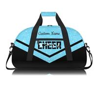Personalised Cheerleading Duffel Bag for Girls | Custom Name Waterproof Sports Bag for Cheer, Gym & Travel | Cheerleader Team Gifts Bag with Adjustable Shouler Strap, Blue Glitter Black