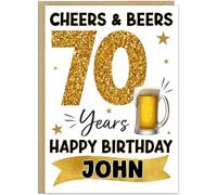 Personalised Cheers & Beers Milestone Birthday Card for Him - Aged to Perfection 18th 21st 30th 40th 50th 60th 70th 80th - Custom Name & Year - Happy Birthday for Him (70th)