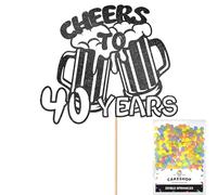 Personalised Cheers Lager Ale Beer Glitter Cake Topper - Black Custom Age Glitter Cake Decoration and Sprinkles - Happy Birthday Decorations - Personalised Toppers for Cakes by Cakeshop