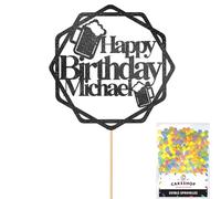 Personalised Cheers Lager Ale Beer Glitter Cake Topper - Black Custom Age Glitter Cake Decoration and Sprinkles - Happy Birthday Decorations - Personalised Toppers for Cakes by Cakeshop