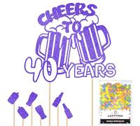 Personalised Cheers Lager Ale Beer Glitter Cake Topper - Bright Blue Custom Age Glitter Cake Decoration and Sprinkles - Happy Birthday Decorations - Personalised Toppers for Cakes by Cakeshop