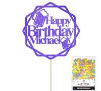 Personalised Cheers Lager Ale Beer Glitter Cake Topper - Bright Blue Custom Age Glitter Cake Decoration and Sprinkles - Happy Birthday Decorations - Personalised Toppers for Cakes by Cakeshop