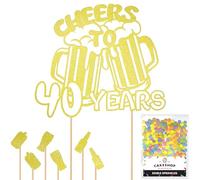 Personalised Cheers Lager Ale Beer Glitter Cake Topper - Champagne Custom Age Glitter Cake Decoration and Sprinkles - Happy Birthday Decorations - Personalised Toppers for Cakes by Cakeshop