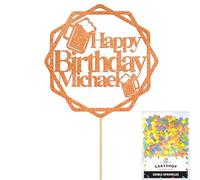 Personalised Cheers Lager Ale Beer Glitter Cake Topper - Copper Orange Custom Age Glitter Cake Decoration and Sprinkles - Happy Birthday Decorations - Personalised Toppers for Cakes by Cakeshop