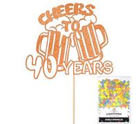 Personalised Cheers Lager Ale Beer Glitter Cake Topper - Copper Orange Custom Age Glitter Cake Decoration and Sprinkles - Happy Birthday Decorations - Personalised Toppers for Cakes by Cakeshop