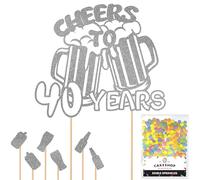 Personalised Cheers Lager Ale Beer Glitter Cake Topper - Dark Silver Custom Age Glitter Cake Decoration and Sprinkles - Happy Birthday Decorations - Personalised Toppers for Cakes by Cakeshop