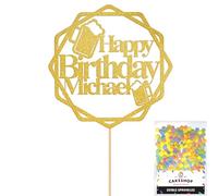 Personalised Cheers Lager Ale Beer Glitter Cake Topper - Gold Custom Age Glitter Cake Decoration and Sprinkles - Happy Birthday Decorations - Personalised Toppers for Cakes by Cakeshop