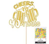 Personalised Cheers Lager Ale Beer Glitter Cake Topper - Gold Custom Age Glitter Cake Decoration and Sprinkles - Happy Birthday Decorations - Personalised Toppers for Cakes by Cakeshop