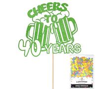 Personalised Cheers Lager Ale Beer Glitter Cake Topper - Green Custom Age Glitter Cake Decoration and Sprinkles - Happy Birthday Decorations - Personalised Toppers for Cakes by Cakeshop