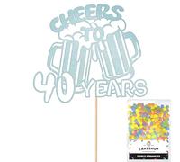 Personalised Cheers Lager Ale Beer Glitter Cake Topper - Light Blue Custom Age Glitter Cake Decoration and Sprinkles - Happy Birthday Decorations - Personalised Toppers for Cakes by Cakeshop