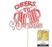 Personalised Cheers Lager Ale Beer Glitter Cake Topper - Red Custom Age Glitter Cake Decoration and Sprinkles - Happy Birthday Decorations - Personalised Toppers for Cakes by Cakeshop
