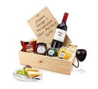 Personalised Cheese & Wine Gift Box - Food & Drink Hamper with Cabernet Sauvignon, Extra Mature Cheddar and Engraved Lid - Gifts for Cheese Lovers, from Regency Hampers
