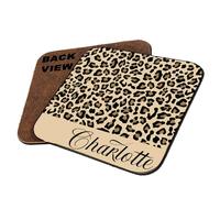 Personalised Cheetah print Coaster Custom Name, Leopard Print, Animal Print, Tableware, Coffee, Tea, Drink Coaster. (Square Shaped Coaster)