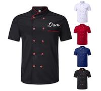 Personalised Chef Coat for Men, Custom Chef Jacket with Embroidery Text & Logo Printing, Chef Work Uniform Shirt Customizable (Embroidery B)