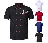 Personalised Chef Coat for Men, Custom Chef Jacket with Embroidery Text & Logo Printing, Chef Work Uniform Shirt Customizable (Printing B)