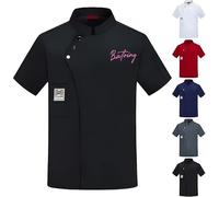 Personalised Chef Coat Short Sleeve Breathable Custom Chef Jacket with Embroidery Comfortable Kitchen Restaurant Work Uniform for Men Women Bakery