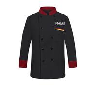 Personalised Chef Jacket Custom Chef Jacket with Embroidered Name Work Uniform Bakery Cooker Food Service Catering T-Shirt for Men And Women (Black, M)