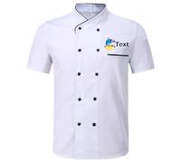 Personalised Chef Jacket Custom Chef Jackets With Embroidery/Print Text And Photo - Short Sleeve Kitchen Cooker Uniforms For Men & Women M-4Xl (Printed style, White)