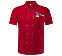 Personalised Chef Jacket Custom Embroidered Chef Jackets Coat Short Sleeve Chef Shirt For Hotel Kitchen Restaurant Work Uniform for Men Women (Printing, Red)