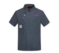 Personalised Chef Jacket Custom Embroidered Chef Jackets Coat Short Sleeve Chef Shirt For Hotel Kitchen Restaurant Work Uniform for Men Women (Embroidery, Gray)