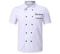 Personalised Chef Jacket Custom Embroidered Chef Jackets Coat Short Sleeve Chef Shirt For Hotel Kitchen Restaurant Work Uniform for Men Women (Embroidery, White)