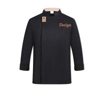 Personalised Chef Jacket For Men & Women, Custom Professional Lightweight Long Sleeve Chef Jackets With Embroidered Text, Personalised Gifts For Culinary Enthusiasts, M-4XL (Black)
