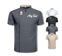 Personalised Chef Jacket for Men Women Long Short Sleeve, Custom Embroidered or Printed Chef Coat with Logo Text(Four Styles) (Short-sleeved embroidered version)
