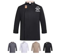 Personalised Chef Jacket Long Sleeve For Men Women Custom Jackets Coat With Text Logo,For Hotel Kitchen Restaurant Work Uniform (Black)
