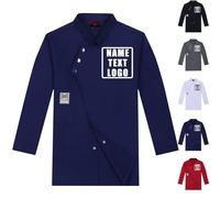 Personalised Chef Jacket with Name Embroidered, Custom Chef Jackets for Men Women, Chef Whites Black Red Blue, Lightweight & Breathable, for Hotel Kitchen Restauran (Long Sleeves-A02)