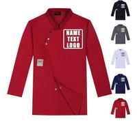 Personalised Chef Jacket with Name Embroidered, Custom Chef Jackets for Men Women, Chef Whites Black Red Blue, Lightweight & Breathable, for Hotel Kitchen Restauran (Long Sleeves-A01)