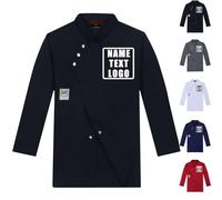 Personalised Chef Jacket with Name Embroidered, Custom Chef Jackets for Men Women, Chef Whites Black Red Blue, Lightweight & Breathable, for Hotel Kitchen Restauran (Long Sleeves-A03)