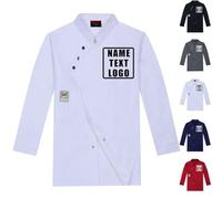 Personalised Chef Jacket with Name Embroidered, Custom Chef Jackets for Men Women, Chef Whites Black Red Blue, Lightweight & Breathable, for Hotel Kitchen Restauran (Long Sleeves-A05)