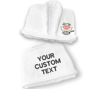 Personalised Cheff Collection Robe Unisex Egyptian Cotton Terry Towelling Novelty Bathrobe Womens and Mens (UK, Alpha, L, XL, Regular, Regular, Chest Logo + Back Custom Text, Kiss The Cook)