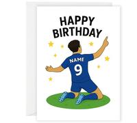 Personalised Chelsea Football Birthday Card - Custom Name & Number - A5 Greeting Card with Envelope - Blue Kit Design for Boys, Girls or Football Fans