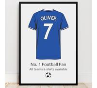 Personalised Chelsea Shirt Print | All Teams Available | Framed or Prints | Gift for Boy, Son, Brother, Dad or Grandad | Unique Footy Football Wall Art Keepsake Sports Fan