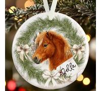 Personalised Chestnut Shetland Pony Ornament - Custom Ceramic Christmas Bauble with Name - Gift Boxed Watercolour Pony Decoration - Equestrian Keepsake Gift for Horse & Pony Lovers