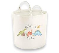 Personalised Child Felt Toy Tub with Blue Dinosaur Print (Various Sizes) (Small (30x30cm))