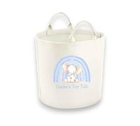 Personalised Child Felt Toy Tub with Blue Rainbow and Elephant Print (Various Sizes) (Small: 30cm x 30cm)