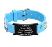 Personalised Child Safety ID Bracelet - Engraved Name Contact Number Medical Alert Bracelets for Autism Kids, Customised Silicone Anti Lost Emergency ID Wristband for Children Boys, Blue, Adjustable