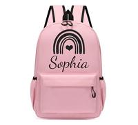 Personalised children’s backpack with custom embroidered name. for toddlers, boys and girls in preschool, kindergarten, primary or elementary.Ideal for school,travel (Pink)