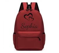 Personalised children’s backpack with custom embroidered name. for toddlers, boys and girls in preschool, kindergarten, primary or elementary.Ideal for school,travel (Dark Red)
