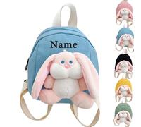 Personalised Children‘s Bunny Rucksack - Embroidered Name Mini Backpack for Kindergarten, Adorable Rabbit Schoolbag for Toddler Boys & Girls, Gift Perfect for Starting School (Blue)