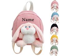 Personalised Children‘s Bunny Rucksack - Embroidered Name Mini Backpack for Kindergarten, Adorable Rabbit Schoolbag for Toddler Boys & Girls, Gift Perfect for Starting School (Pink)