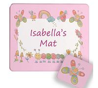 Personalised Children’s Placemat & Matching Coaster Set - Unicorn, Rainbow & Fairy Designs (bugs)