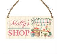 Personalised Children’s Shop Plaque - Custom Toy Store Sign for Kids - Cute Decorative Plaque with Name Customisation in MDF Wood - Playroom or Nursery Decor (Pastel)