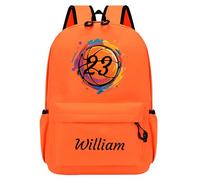 Personalised Children's Backpack, Custom Kids Backpack with Name and Pattern, Child Backpack for Boy and Girl, School Bag for School (Orange, Small)
