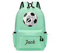 Personalised Children's Backpack, Custom Kids Backpack with Name and Pattern, Child Backpack for Boy and Girl, School Bag for School (Light Green, Large)