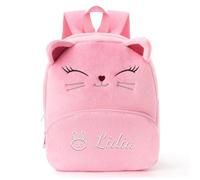 Personalised Children's Backpack with Embroidered Name, Soft Plush Toddler Backpack, Custom Kids Rucksack for Girls, Cute Backpack for School & Travel 31cm×25cm (Light Pink)