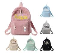 Personalised Children's Backpacks - Customized Corduroy School Backpack for Boys and Girls,Embroidered Name Kids School Rucksack,Elementary Kindergarten Preschool Primary Teens Casual Daypacks